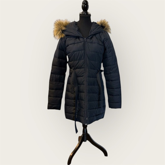 Hollister Jackets & Blazers - Hollister Womens Vintage 2000s Blue Puffer Coat with Faux Fur Trim.